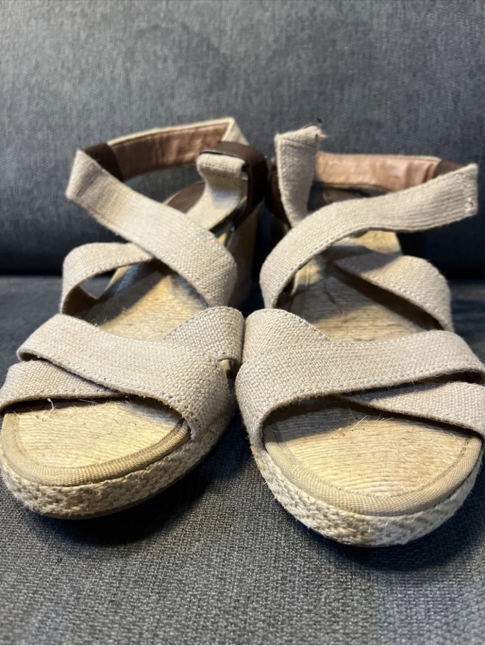 Lucky Brand Keane espadrilles Natural Crisscross Wedge Sandals 9M